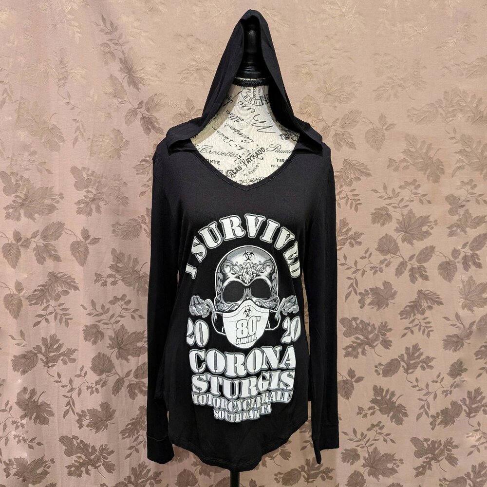 2020 80th Annual Sturgis Motorcycle Rally Hooded Long Sleeve, Size M, EUC!